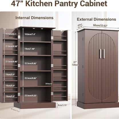 47-Inch Kitchen Pantry Cabinet with Storage Drawers for Organized Everyday Storage detail image - detail view 19