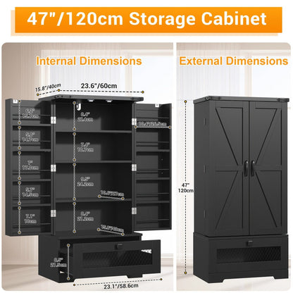 47-Inch Kitchen Pantry Cabinet with Storage Drawers for Organized Everyday Storage detail image - detail view 23