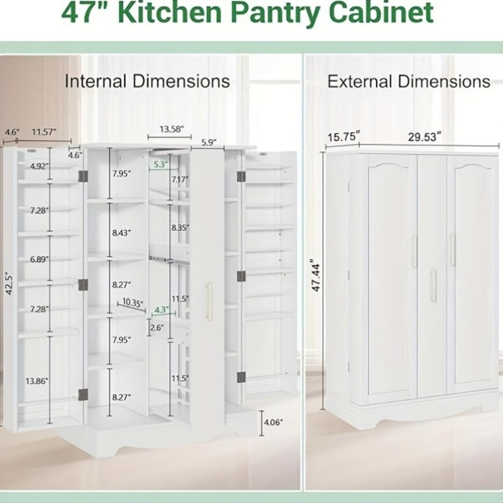47-Inch Kitchen Pantry Cabinet with Storage Drawers for Organized Everyday Storage detail image - detail view 4