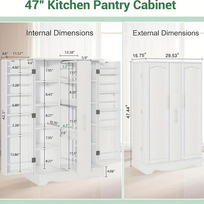 47-Inch Kitchen Pantry Cabinet with Storage Drawers for Organized Everyday Storage detail image - detail view 4