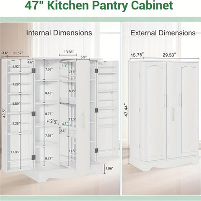 47-Inch Kitchen Pantry Cabinet with Storage Drawers for Organized Everyday Storage detail image - detail view 7