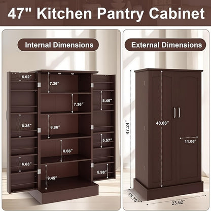 47-Inch Kitchen Pantry Cabinet with Storage Drawers for Organized Everyday Storage detail image - detail view 9