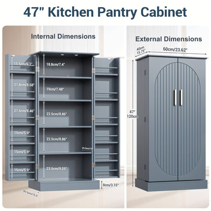 Kitchen Pantry Cabinet shown in the Style 4 - Grey option