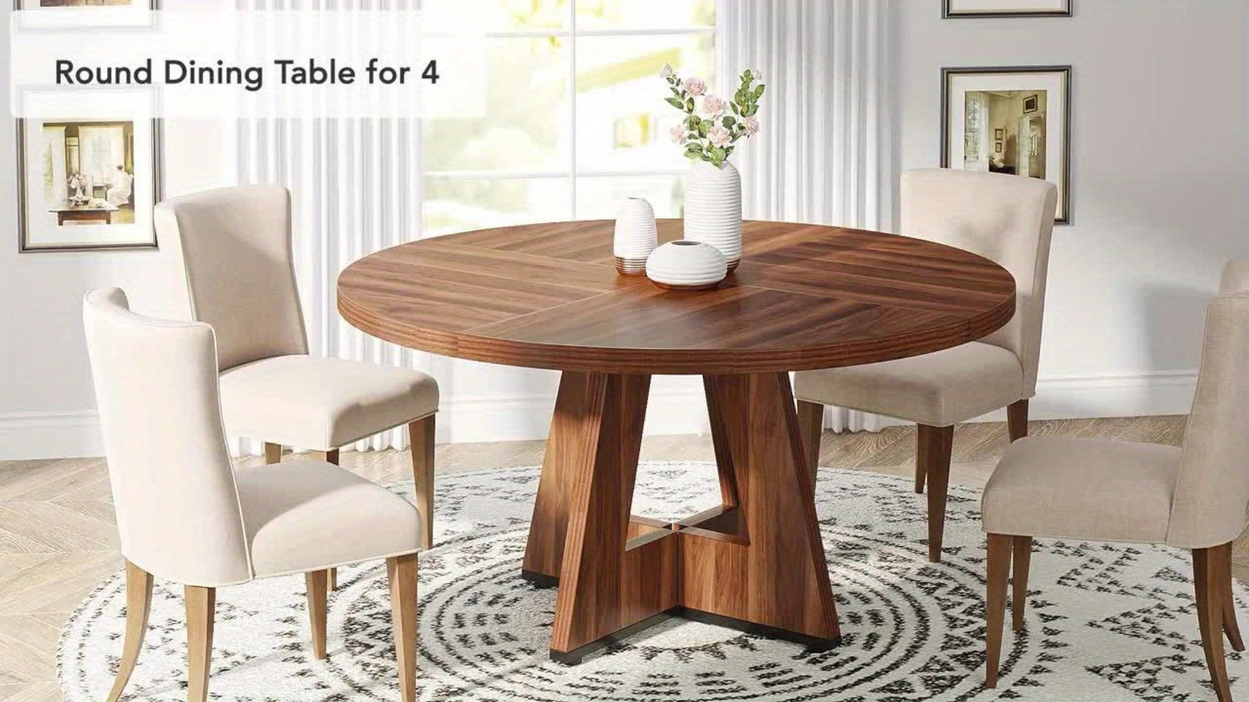 47-Inch Round Dining Table, Family Dining Table for Work, Display, and Everyday Use detail image - detail view 10