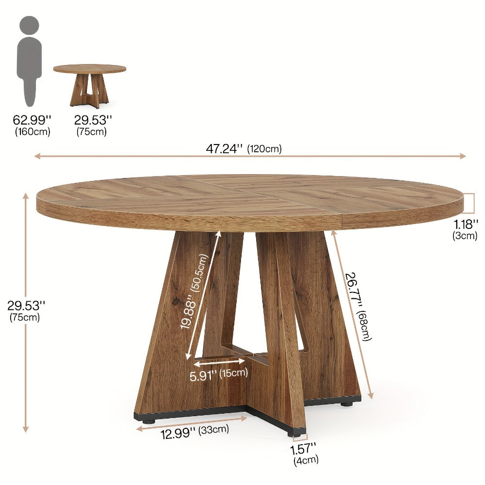 47-Inch Round Dining Table, Family Dining Table for Work, Display, and Everyday Use detail image - detail view 4