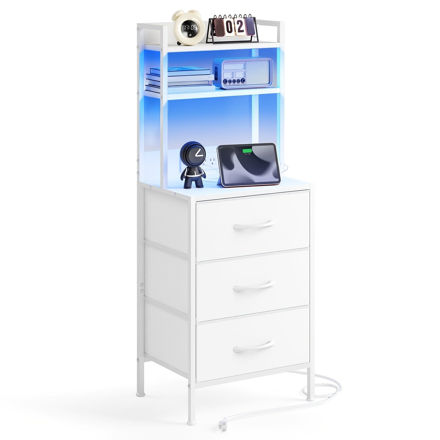 Nightstand shown in the 1pc-White-3 Drawers option