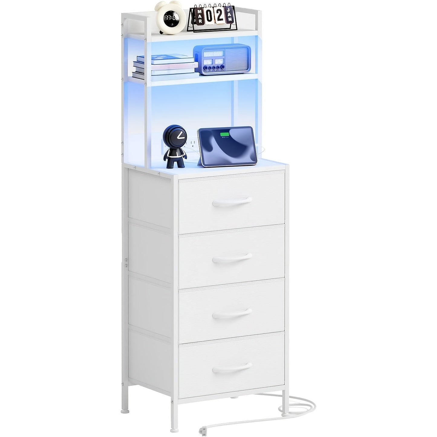 Nightstand shown in the 1pc-White-4 Drawers option