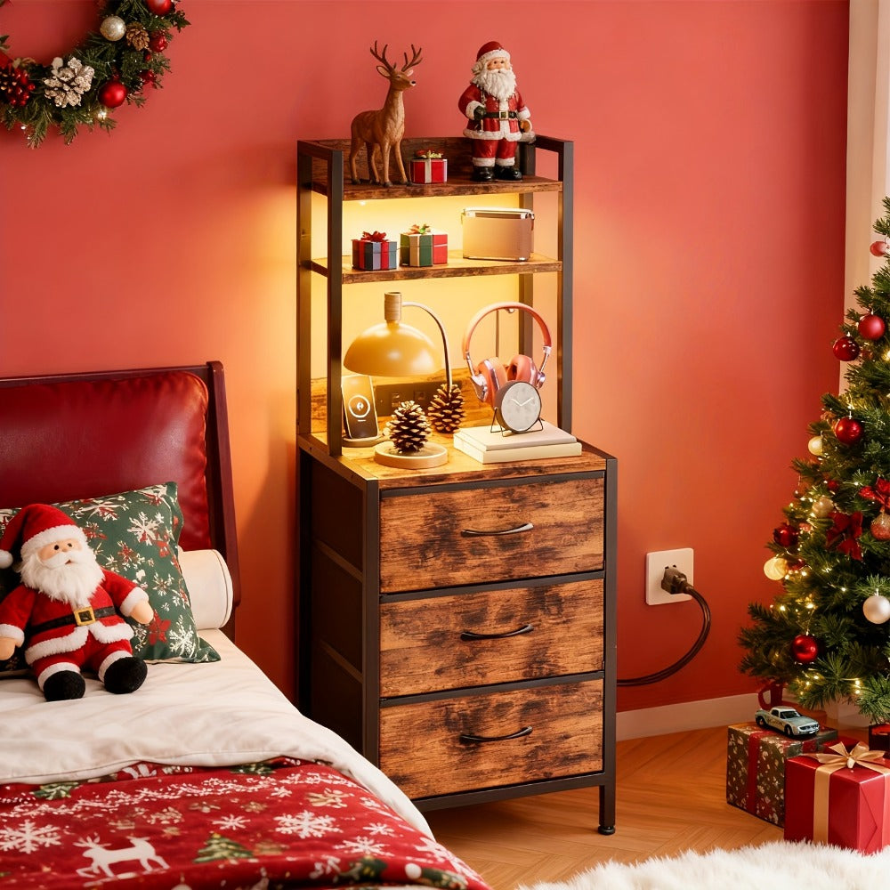 47-Inch Tall Nightstand with Charging Station and LED Lighting detail image - detail view 11
