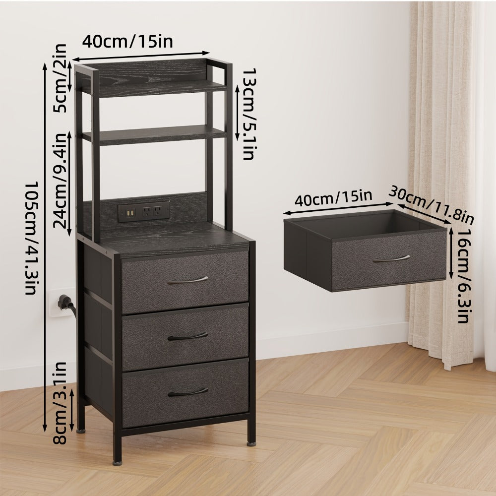 47-Inch Tall Nightstand with Charging Station and LED Lighting detail image - detail view 4
