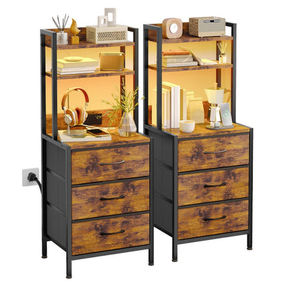 47-Inch Tall Nightstand with Charging Station and LED Lighting detail image - detail view 5