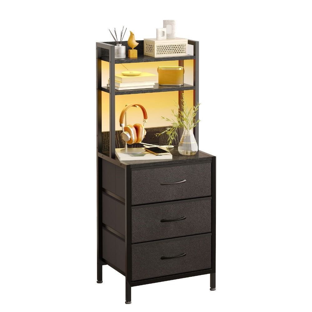 Nightstand, LED with USB Ports Outlets Charging Station 41 47 Inch Tall Bedside Table 3 4 shown in the main product view