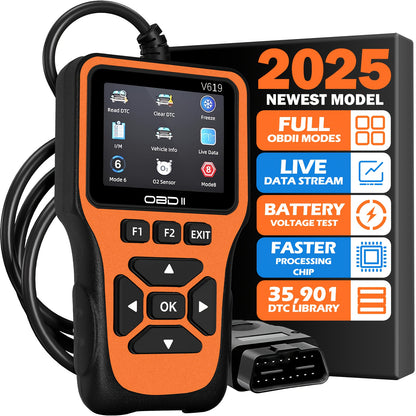 OBD2 Scanner Diagnostic Tool with 35,901 DTC Library – Check Engine Code Reader, I/M Readiness, Mode 6 & 8, Live Data, O2 Sensor Test, Battery Voltage, Compatible with 98% OBDII Vehicles Since 1996, 10 Languages