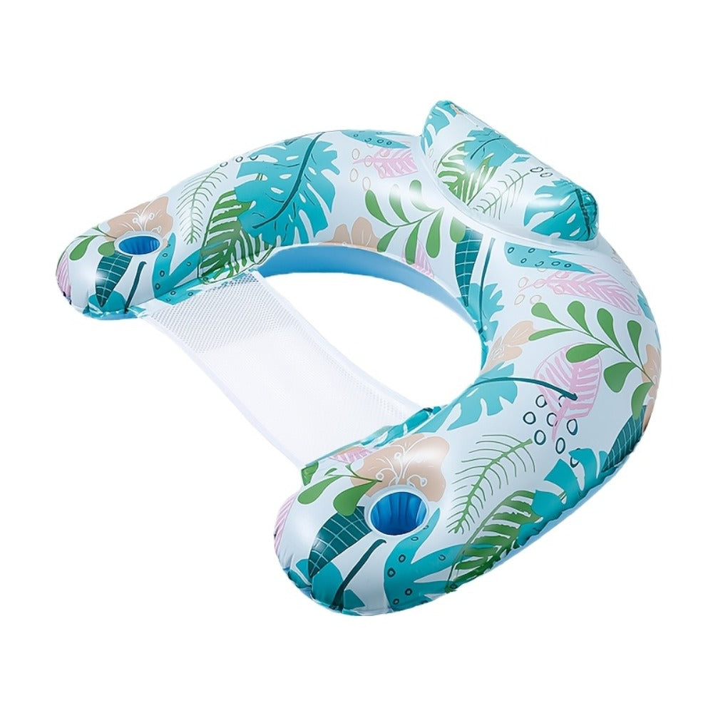 Inflatable Pool Float Chair with Cup Holder & Backrest for Adults – Striped Durable Water Lounge Float, 3-Color Set, 6-Pack or Single Options for Pool Lake River Summer Party