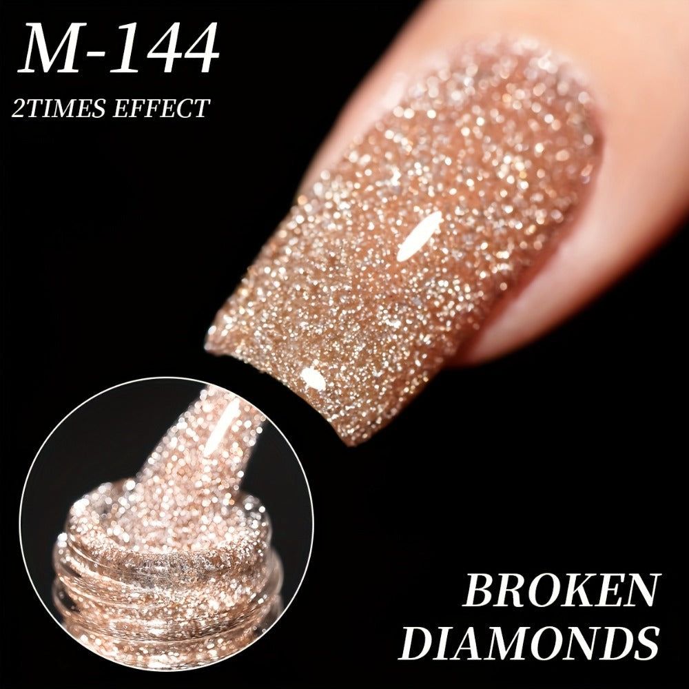 Glitter Gel Nail Polish Set 5 Colors Pastel Sparkling Diamond Shimmer – Soak-Off LED UV Semi-Permanent Gel Varnish Photo Frame Bottle Spring Summer Nail Art Kit for Women Home Salon Manicure Gift