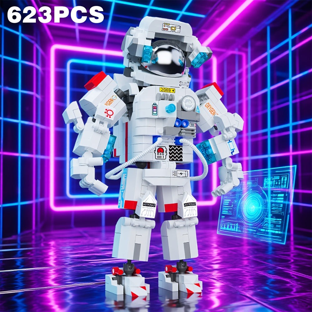 Astronaut Space Building Blocks 623 Piece Micro Particle DIY Kit – Space-Themed Mini Bricks ABS Assembly Desk Decor Stress Relief Gift for Boys Girls Teens Adults Birthday Easter Christmas