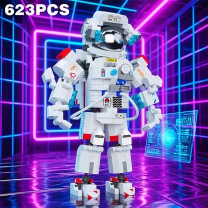 Astronaut Space Building Blocks 623 Piece Micro Particle DIY Kit – Space-Themed Mini Bricks ABS Assembly Desk Decor Stress Relief Gift for Boys Girls Teens Adults Birthday Easter Christmas