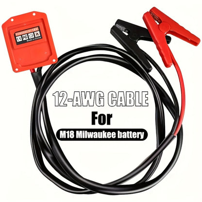 Jump Starter Cable Clip for 20V Tool Battery - 8AWG 5.9FT Portable Car Boost Cable 12V-24V, No Internal Battery Needed