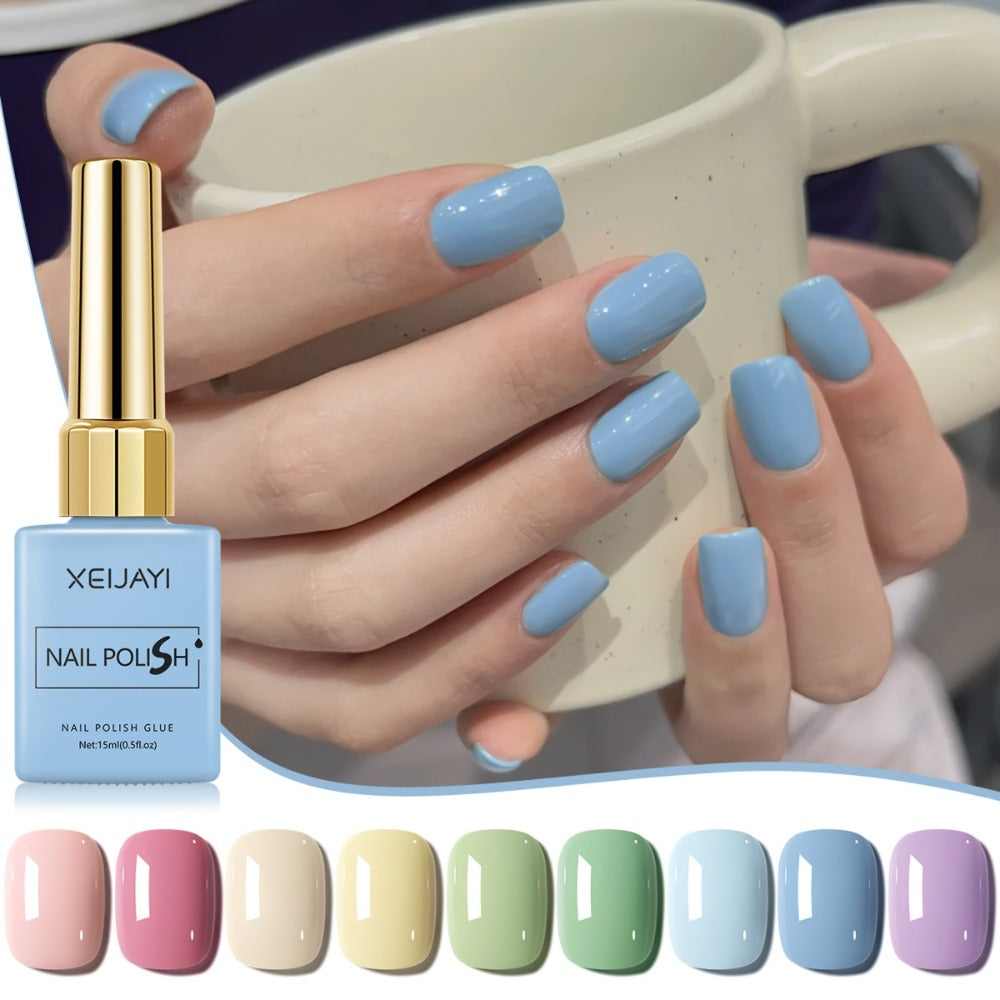Gel Nail Polish Set 9 Colors Macaron Pastel in Square Bottles — High Saturation UV LED Cure Chip-Resistant Long-Lasting Gel Polish Kit for Women Salon & DIY Nail Art Gift
