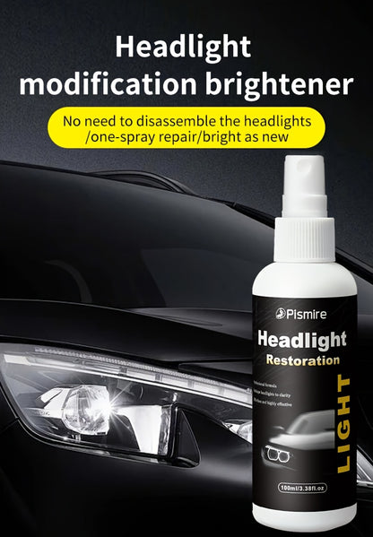 Headlight Restoration Kit Ceramic Coating Spray 100ml No Sanding No Polishing Required Quick Restore Yellowed Foggy Car Headlights DIY Headlight Repair Fluid