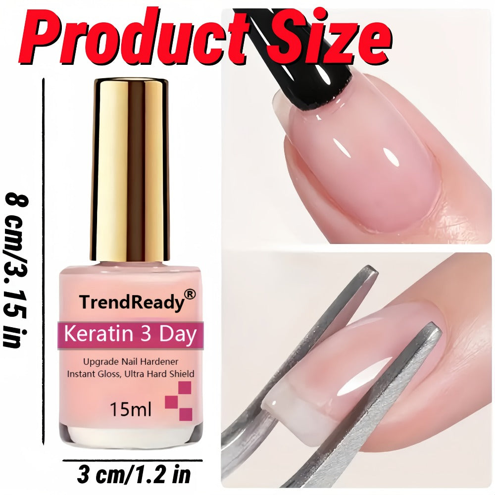 Nail Strengthener 2 Pack 4-in-1 Natural Protein Hardener — Extra Strong Fast Drying Nail Growth Treatment Base Coat for Weak Brittle Splitting Nails, Women Men All Nail Types