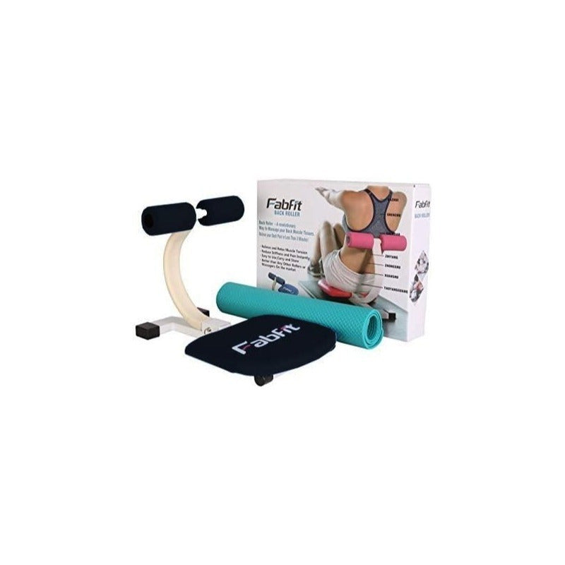 Ab Crunch Trainer Machine with Back Massager Roller Dual Resistance Sit-Up Assistant Lower Back Support Includes Yoga Mat Workout Guide Home Gym Fitness Gift