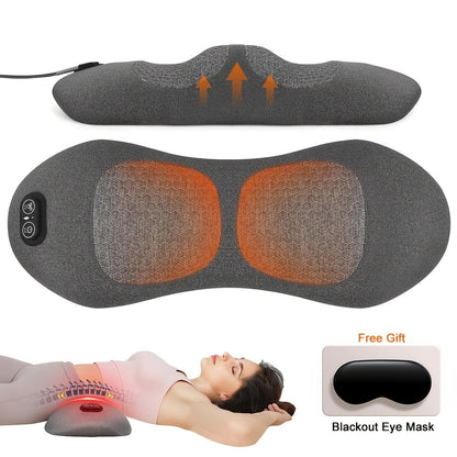 Lower Back Massager with Heat – 3-in-1 Lumbar Support Pillow with Vibration & Traction for Back Pain Relief | USB Powered, Ideal for Car, Office Chair, Bed & Home Use