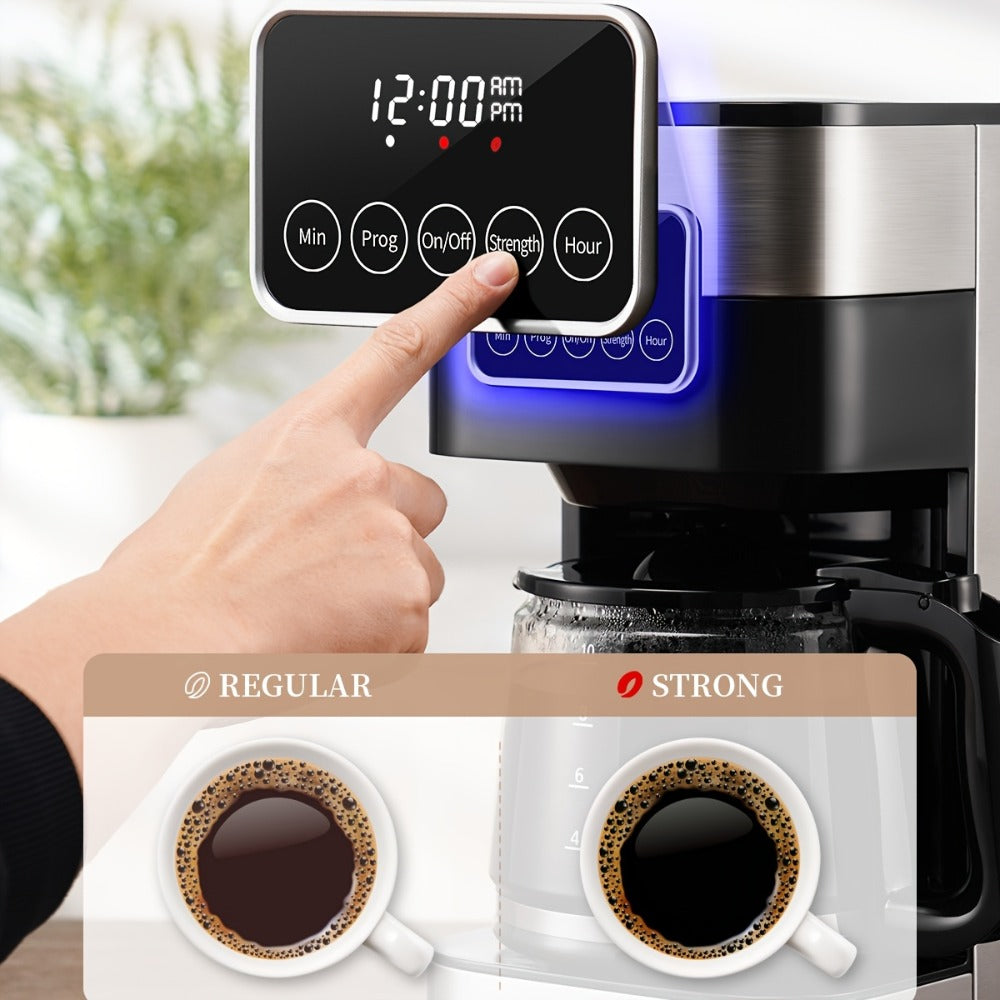 Programmable Drip Coffee Maker 10-Cup Touchscreen Pause and Serve Stainless Steel Carafe Keep Warm Auto Shut-Off for Home Kitchen Office Black