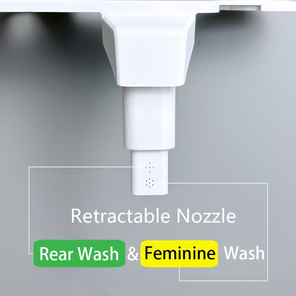 Bidet Toilet Seat Attachment – Non-Electric Mechanical Bidet with Rear Wash, Adjustable Water Pressure, Self-Cleaning Nozzle, Brass T-Adapter & Metal Hose for US & Canada Toilets