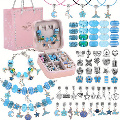 Bracelet Making Kit for Girls & Women – DIY Unicorn Mermaid Jewelry Craft Set with Portable Jewelry Box, Handmade Beaded Bracelet, Birthday Christmas Valentine's Day Graduation Gift