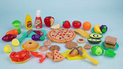 Pretend Play Food Set 85pcs – Cutting Toy Food with 2 Baskets, Pizza Veggies & Fruits | Play Kitchen Accessories for Toddlers, Birthday & Christmas Gift for Boys & Girls Ages 3 4 5 6