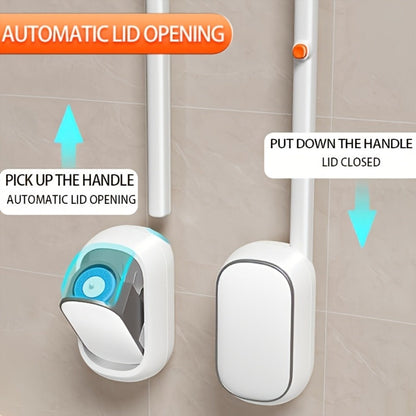 Disposable Toilet Brush & Holder Set with 6 Refill Wands – Wall Mounted, Pre-Loaded Scrubbing Solution, No-Touch Bathroom Cleaning Supplies, White