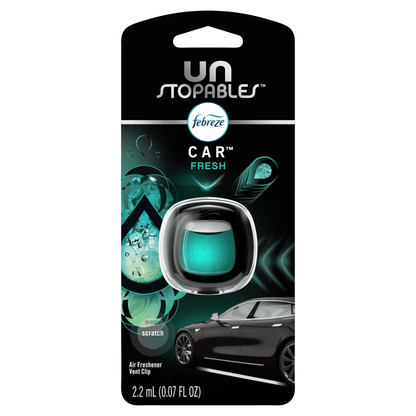 Febreze Auto Car Vent Clip Air Freshener, 3 Count Variety Pack: Unstopables Fresh, Evening Woods, Laundry Fresh, Odor Eliminator for Strong Odor