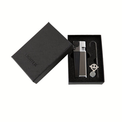 Folding Pipe Lighter Refillable 2-in-1 with Adjustable Flame, Metal-Crafted Durable Design, Gift Box Included – Windproof Butane Lighter for Men, Outdoor, Christmas & Valentine’s Day Gift