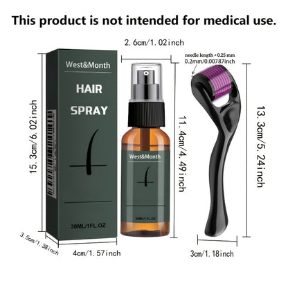 Beard Growth Spray Kit for Men 30ml Ginseng Ginger Extract Beard Moisturizer with 0.25mm Microneedle Derma Roller for Fuller Thicker Healthier Beard Care Grooming Gift for Dad Husband