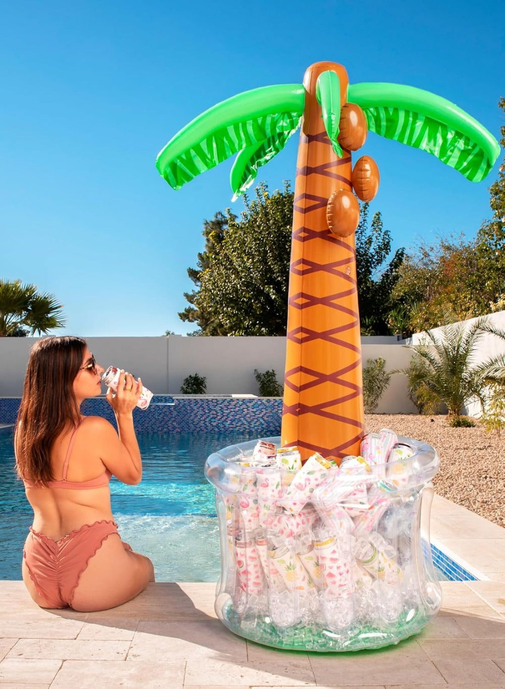 5FT Inflatable Palm Tree Drink Cooler – Tropical Beverage Ice Bucket for Luau Hawaiian Pool Party Decorations | Beach Theme Birthday & Summer Outdoor Party Supplies, Indoor & Outdoor Use