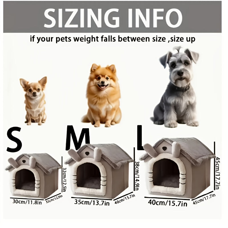 Cat Cave Bed Washable Pet House for Cats & Dogs – Detachable Soft Polyester Cat Nest, Cozy Winter Indoor Cat Bed, Classic Gray & White Design, Large Size 19" x 15" x 18"