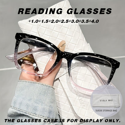 Blue Light Blocking Reading Glasses for Women Rectangular Frame Floral Design Anti-Fatigue Spring Hinge Resin Lenses Comfortable Lightweight Readers Purple Floral Gradient Black Brown Magnification 1.0 to 4.0