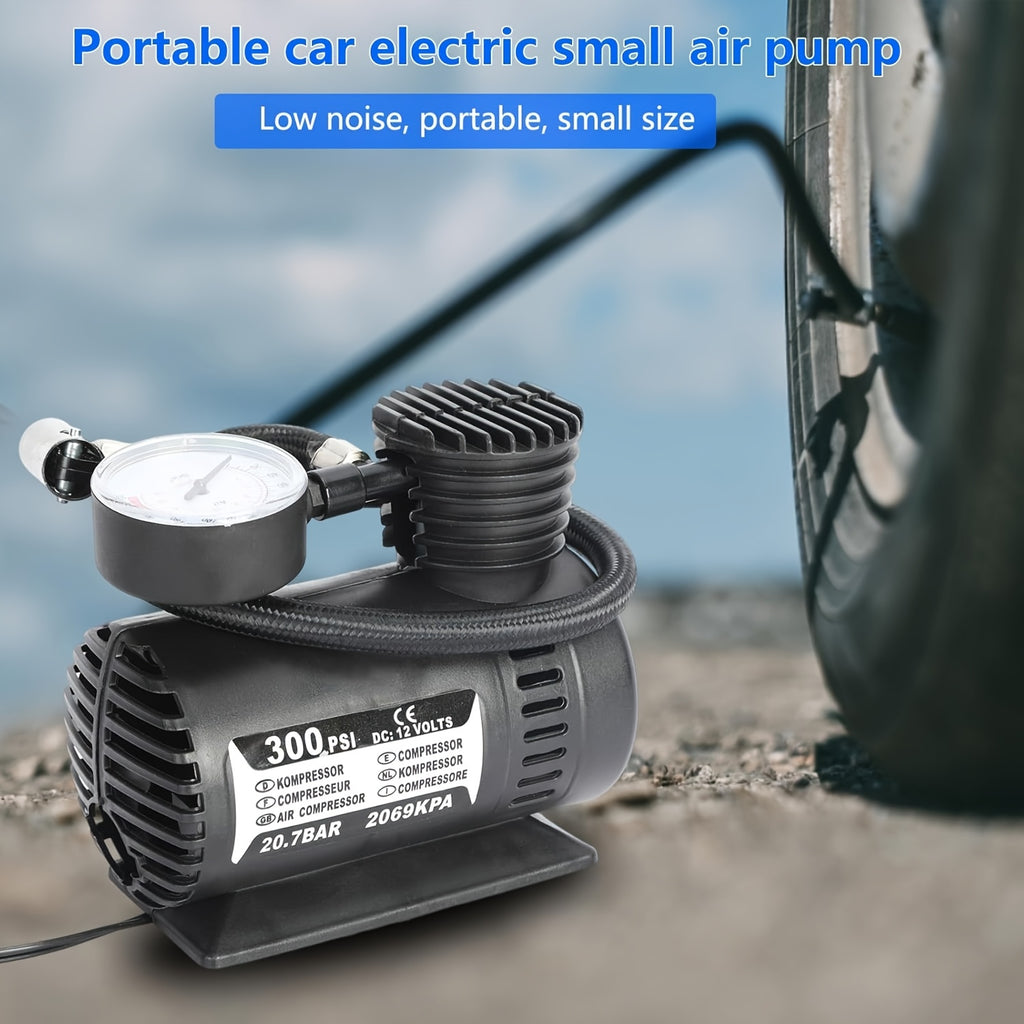 Automatic Electric Pneumatic, 300PSI 12V Mini Compressor Air Pump Electric Tire Air Inflator Pump Mini Air Compressor, Without Battery