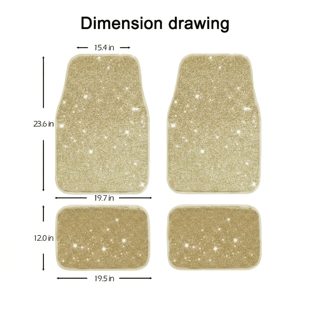 4/8pcs Set for Women Flash Crystal Car Floor Mats Sparkling Durable Waterproof Non-Slip Auto Foot Pads, Fashionable Car Interior Flooring And Carpeting, Easy-To-Clean Auto Interior for Cars, Universal Floor MATS, Christmas Present