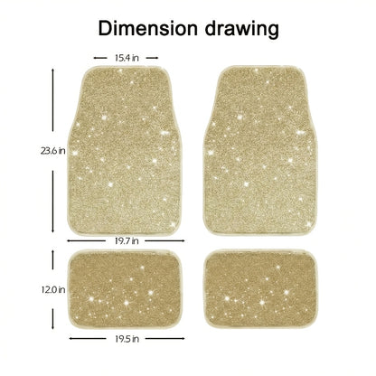 4/8pcs Set for Women Flash Crystal Car Floor Mats Sparkling Durable Waterproof Non-Slip Auto Foot Pads, Fashionable Car Interior Flooring And Carpeting, Easy-To-Clean Auto Interior for Cars, Universal Floor MATS, Christmas Present