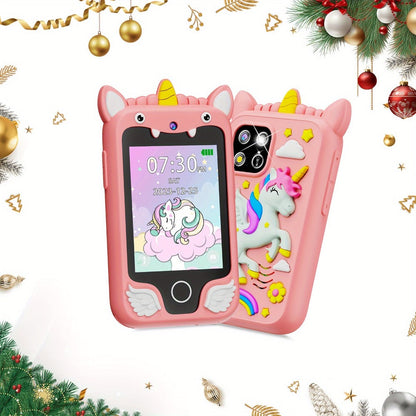 Kids Toy Phone with 25 Games Touchscreen HD Dual Camera & 8GB SD Card – Dinosaur Children's Cell Phone for Boys & Girls Ages 3-10 Travel Toy Birthday Christmas Easter Gift Pink Purple