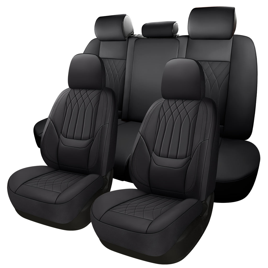Full Coverage Pu Leather Car Seat Covers Full Set,Waterproof Seat Covers for Cars,SUVs Pick-up Truck, Car Seat Cushion,Car Seat Protector, Seat Cover with 5 Seats / 2 Seats