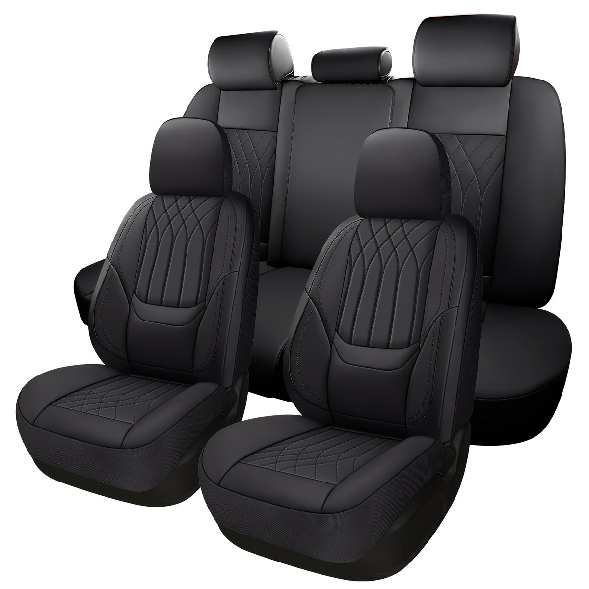 Full Coverage Pu Leather Car Seat Covers Full Set,Waterproof Seat Covers for Cars,SUVs Pick-up Truck, Car Seat Cushion,Car Seat Protector, Seat Cover with 5 Seats / 2 Seats