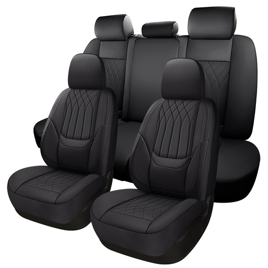 Full Coverage Pu Leather Car Seat Covers Full Set,Waterproof Seat Covers for Cars,SUVs Pick-up Truck, Car Seat Cushion,Car Seat Protector, Seat Cover with 5 Seats / 2 Seats