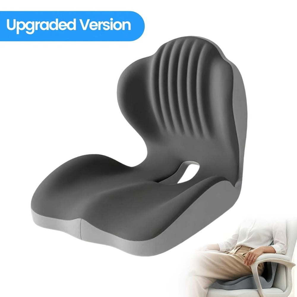 Memory Foam Seat Cushion Ergonomic with Back Support & Breathable Hollow Design – Comfortable Chair Pad for Office, Car Seat & Long Sitting, Unisex Gift