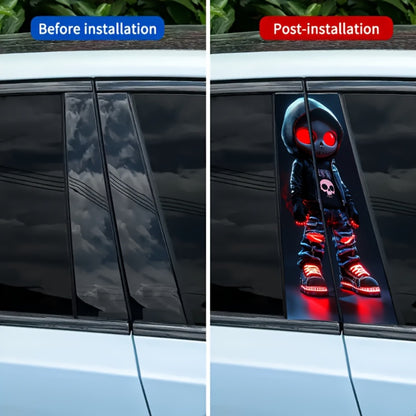 Skull Car Stickers 2pcs Waterproof Vinyl Decals – Funny Cartoon Bumper Sticker Set for Cars Trucks SUVs Motorcycles Helmets, Universal Fit, UV & Scratch Resistant