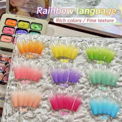 Gel Nail Polish Set 9 Colors Rainbow - MORDDA Mini Nine-Grid High Saturation Long Lasting No Alcohol Gradient Ombre Nail Art Kit UV LED Soak Off Salon Quality Gift for Women