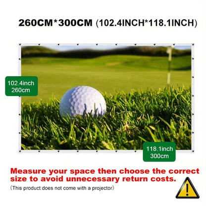 Golf Impact Screen 4K UHD – Ultra-Quiet 3D Golf Simulator Projector Screen, Wear-Resistant, Indoor Golf Training, 3 Sizes
