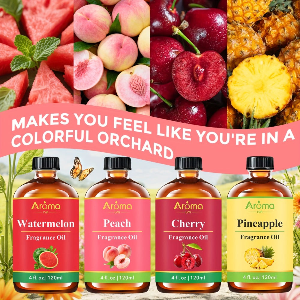 Fruit Fragrance Oil 4oz – Sweet Scented Oils for Diffuser, Candle Making, Soap, Massage & Hair Care | Strawberry, Blueberry, Peach, Watermelon, Cherry & More