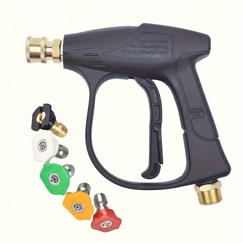 [Garden Irrigation Spray] High Pressure Car Wash Gun, 5 Colors Quick Connection 1/4 Inch Nozzle M22-14 Hose Connector, Max. 3000 LBS/sq. Inch, Garden Supplies, Garden Irrigation Spray